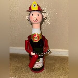 Firefighter Steel Sculpture Wine Bottle Holder